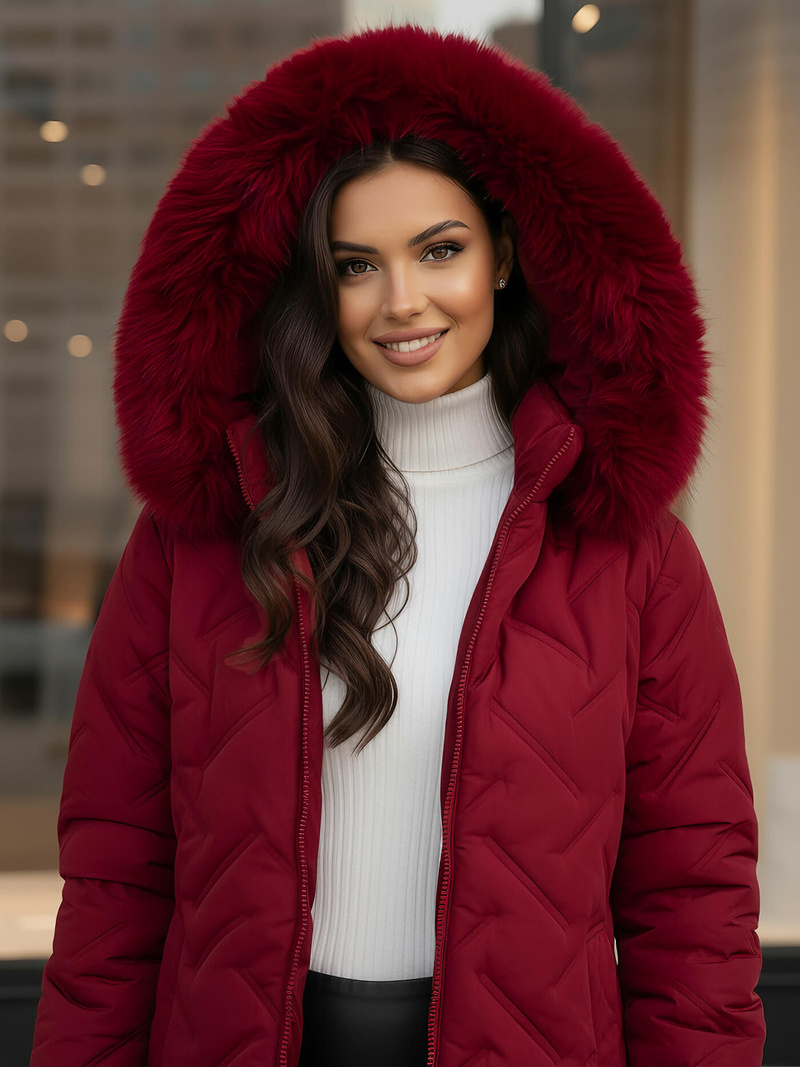 Chaqueta de mujer burdeos OZONEE JS/16M9296/06Z