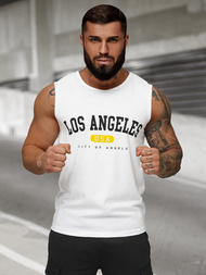 Camiseta sin mangas de hombre blanca OZONEE JS/8B1715/1Z