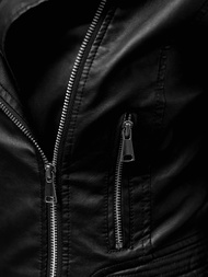 Chaqueta de cuero para mujer negra OZONEE JS/11Z8028