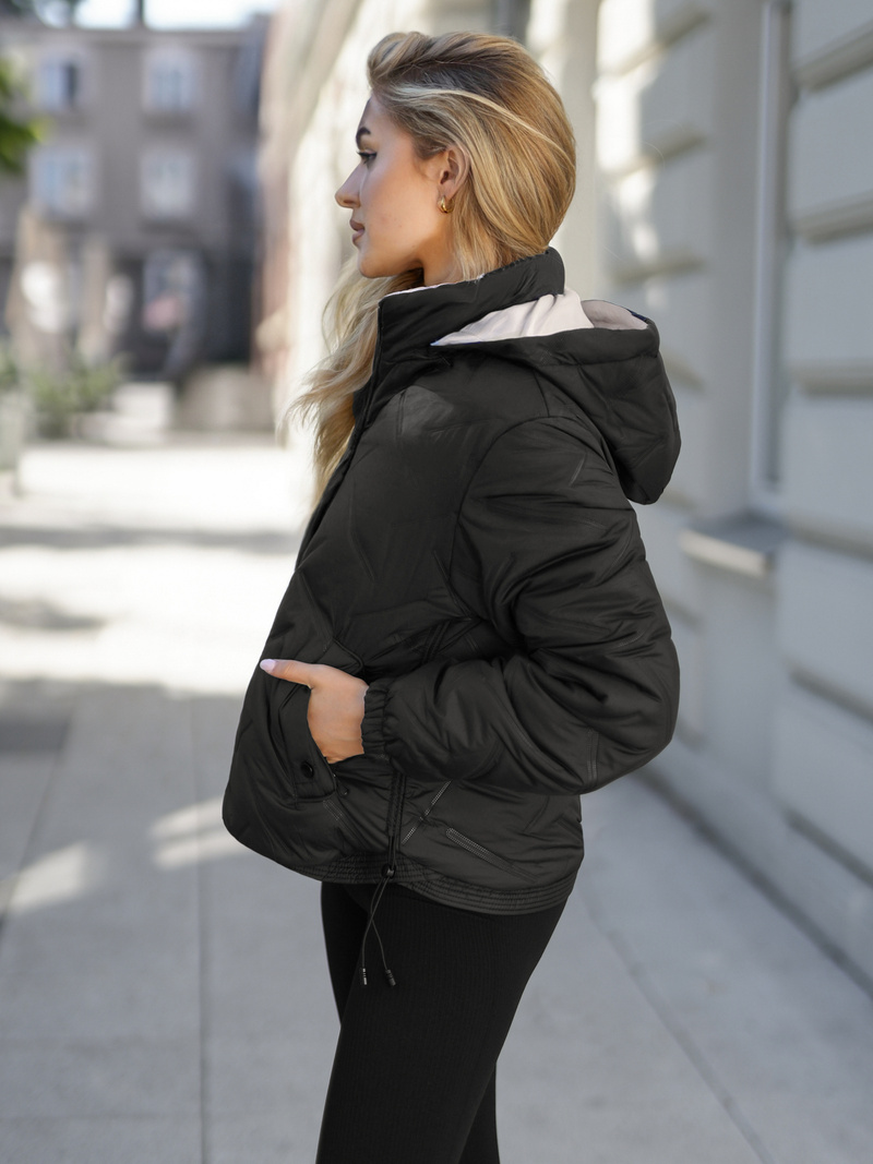 Chaqueta de mujer negro-beige OZONEE JS/16M9315/392B