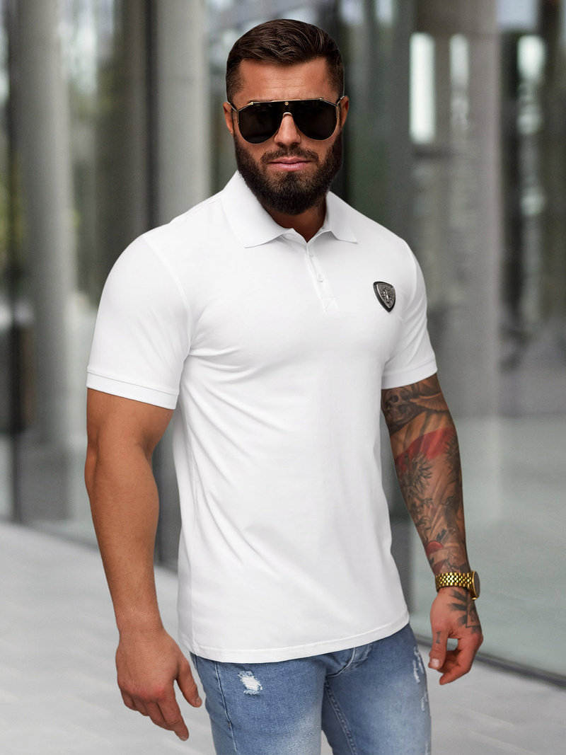Polo de hombre blanca OZONEE NB/MT3121