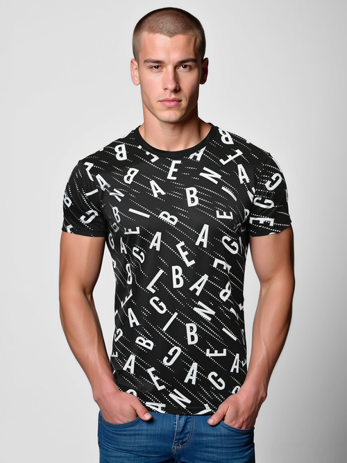 Camiseta de hombre negra OZONEE JS/8T1196/3Z