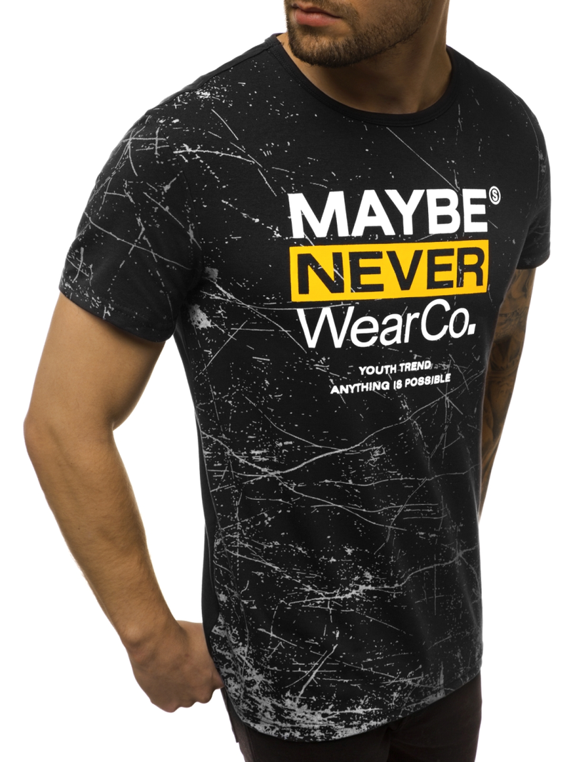 Camiseta de hombre negra OZONEE JS/SS10915