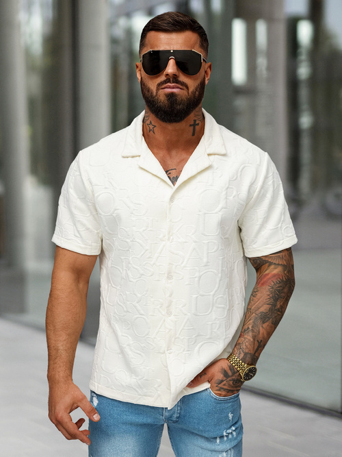 Camisa de hombre con manga corta crudo OZONEE O/B2256