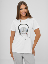 Camiseta de mujer blanco-negra OZONEE DJ77806