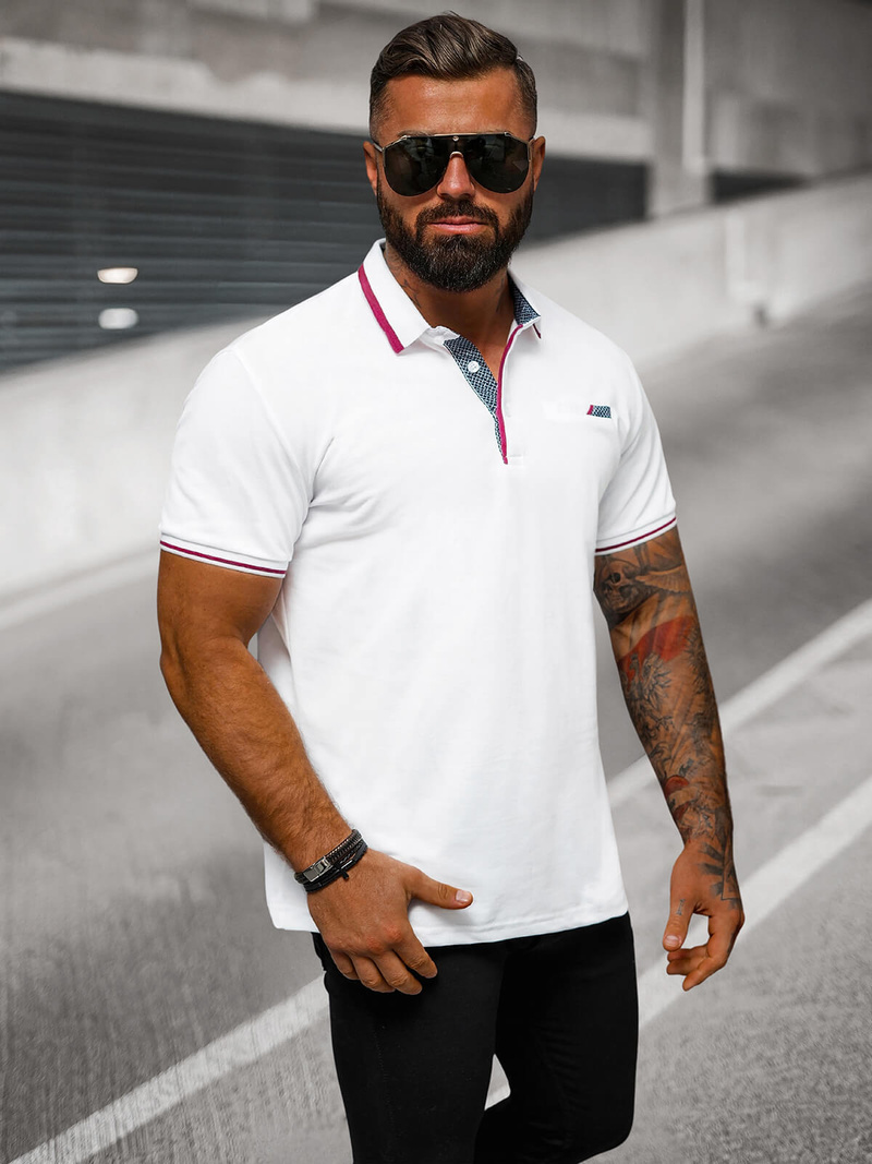 Polo de hombre blanca OZONEE O/DA758