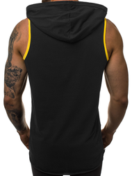 Camiseta sin mangas de hombre negro-amarillo OZONEE O/1254Z