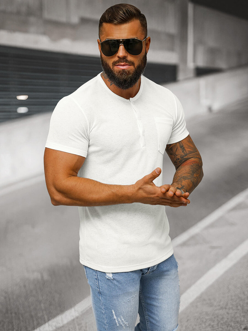Camiseta de hombre blanco OZONEE O/L1453