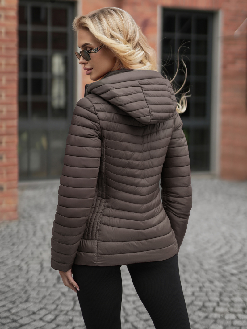 Chaqueta de mujer marrón-grisáceo OZONEE JS/11Z8228Z