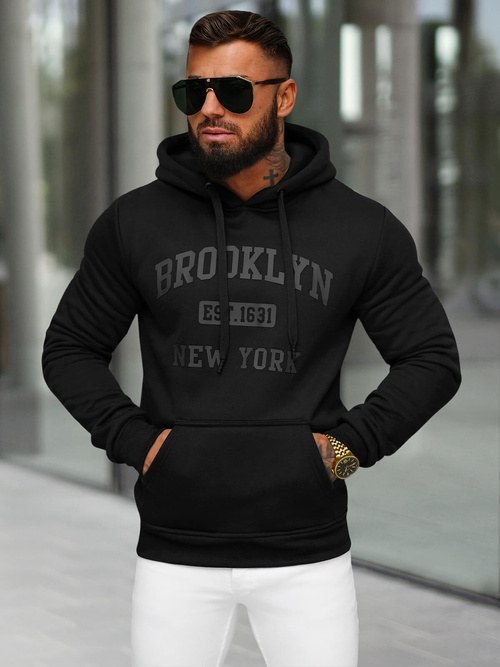 Sudadera de hombre negra OZONEE JS/8B1350/3