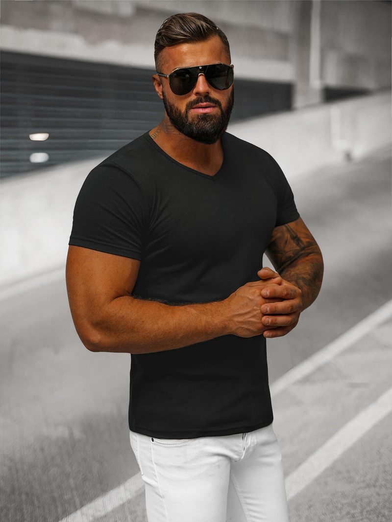 Camiseta de hombre negra OZONEE JS/712007Z