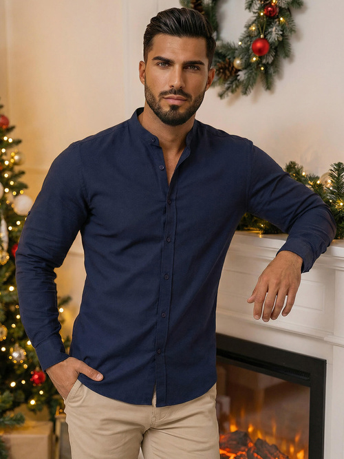 Camisa de hombre azul marino OZONEE O/V69Z