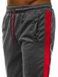 Pantalón de chándal de hombre grafito-roja OZONEE JS/JZ11006