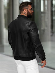 Chaqueta de cuero de hombre negra OZONEE JS/11Z8107