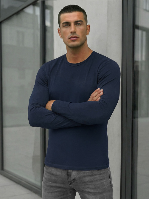 Camiseta de manga larga de hombre azul marino OZONEE JS/DB71/5