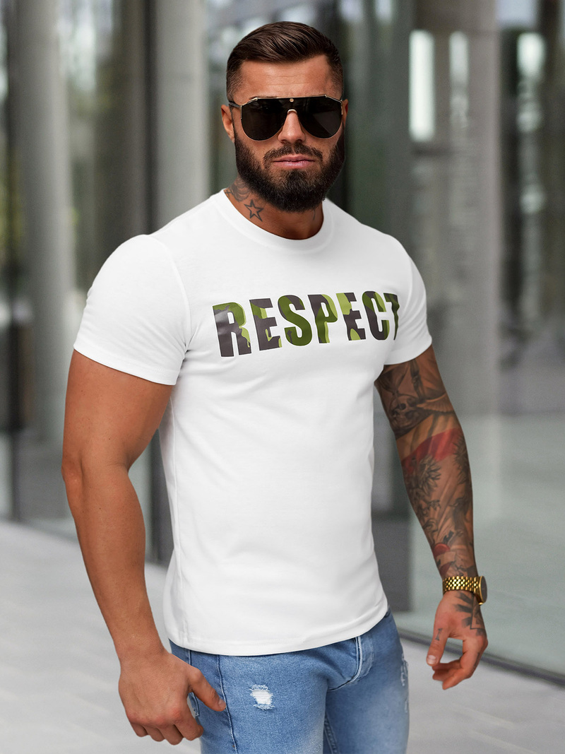 Camiseta de hombre blanco OZONEE JS/8B1393/1