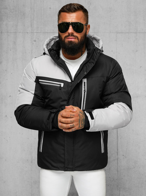 Chaqueta de hombre negro-gris OZONEE JS/91M9903/92Z