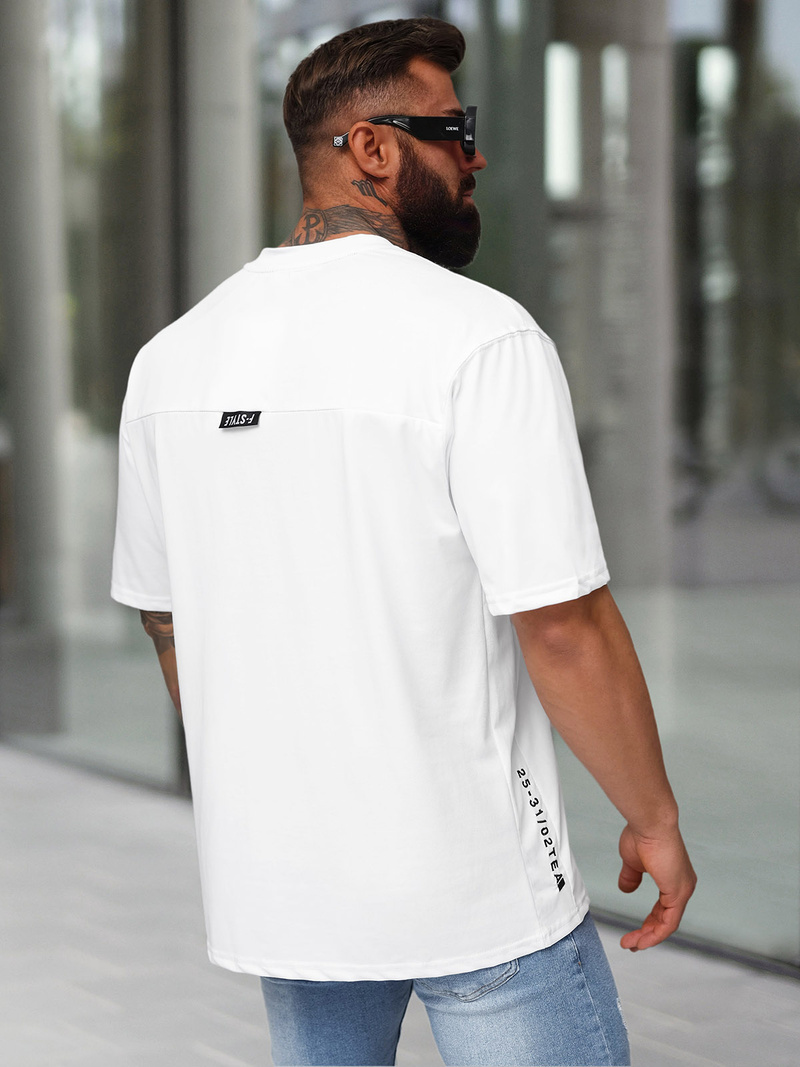 Camiseta de hombre blanco OZONEE O/QQ1185