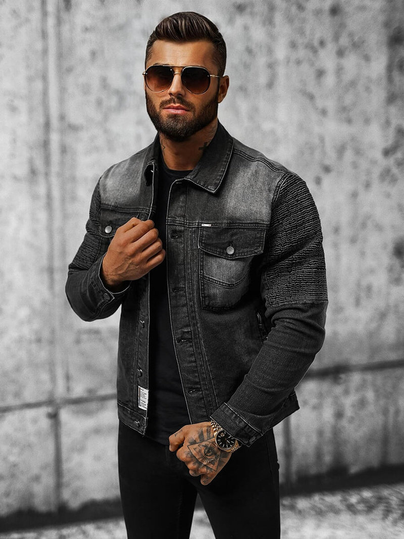 Chaqueta vaquera de hombre negra OZONEE NB/MJ521N
