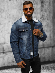 Chaqueta vaquera de hombre sherpa azul oscuro OZONEE NB/MJ516BSZ