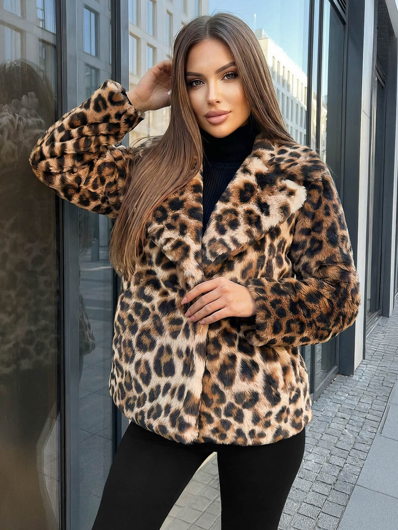 Chaqueta de mujer beige-marrón OZONEE JS/61M8500/158Z