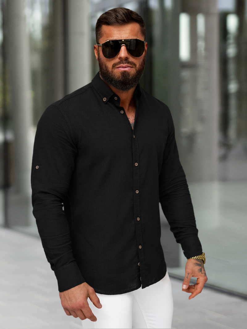 Camisa de hombre negra OZONEE O/V144