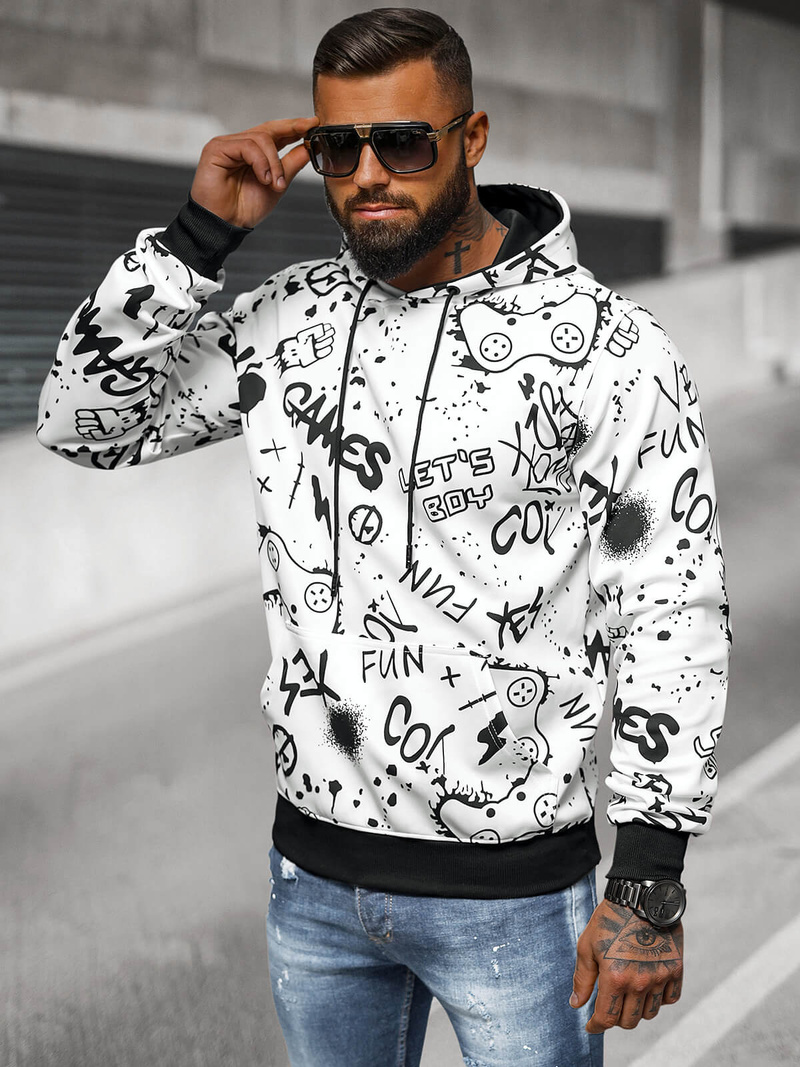 Sudadera de hombre blanca OZONEE JS/8B1227/1