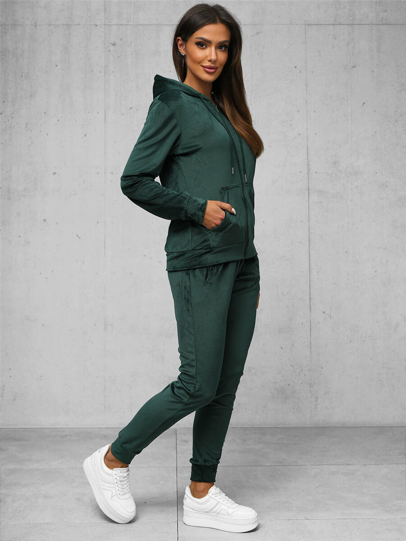 Chándal velour de mujer de verde-oscura OZONEE JS/8C1176/9Z
