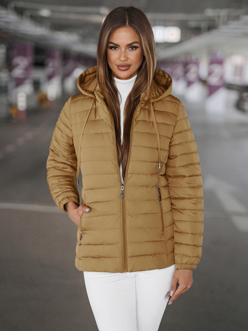 Chaqueta de mujer beige oscuro OZONEE JS/16M9103/84Z