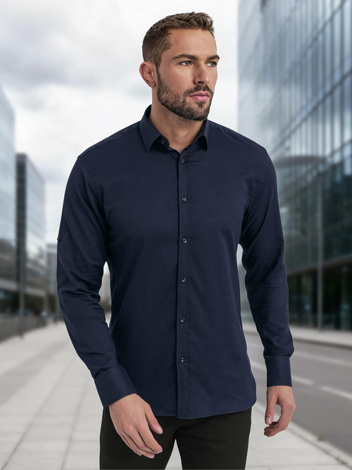 Camisa de hombre azul marino OZONEE V/V188
