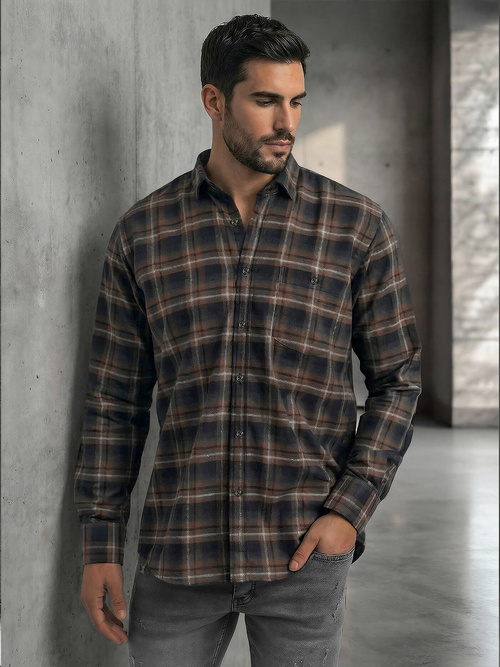 Camisa de hombre azul marino OZONEE V/V177Z