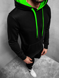 Sudadera de hombre negro-verde OZONEE JS/2011Z