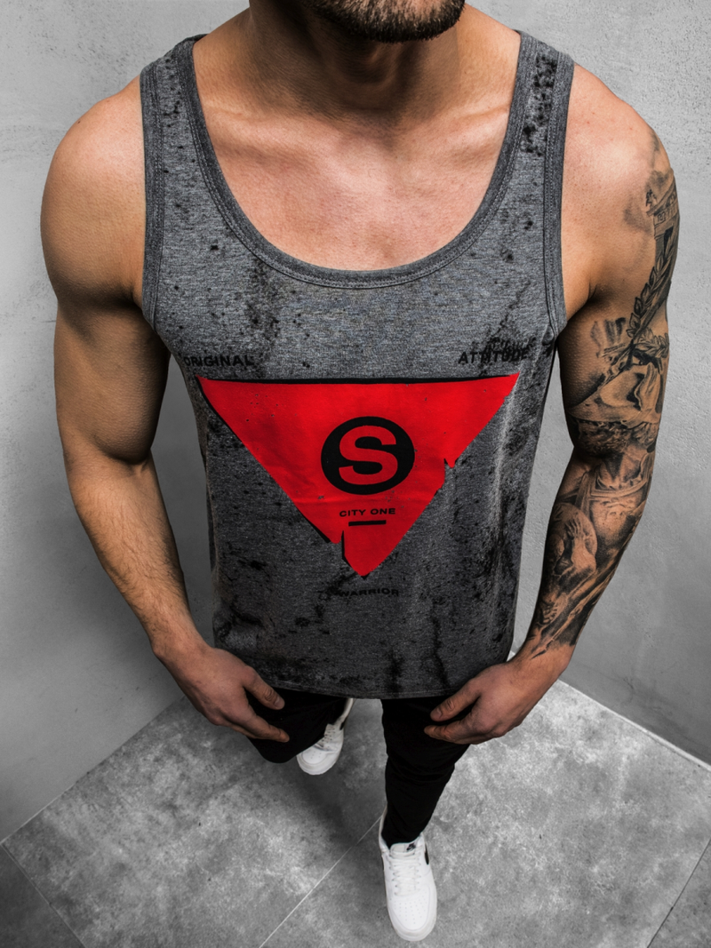 Camiseta sin mangas de hombre grafita OZONEE JS/SS11057Z