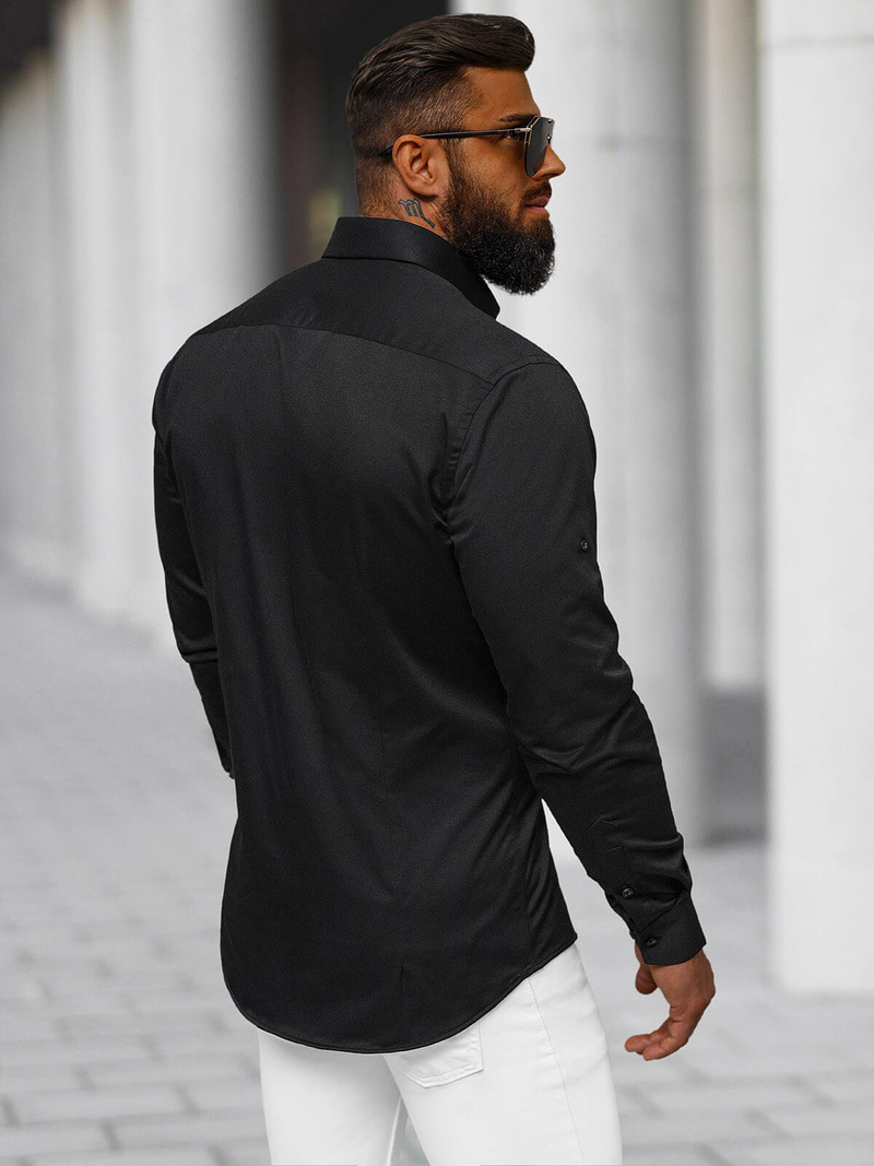 Camisa de hombre negra OZONEE O/V125