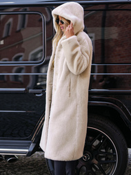 Chaqueta de invierno de piel para mujer beige OZONEE JS/11Z8250