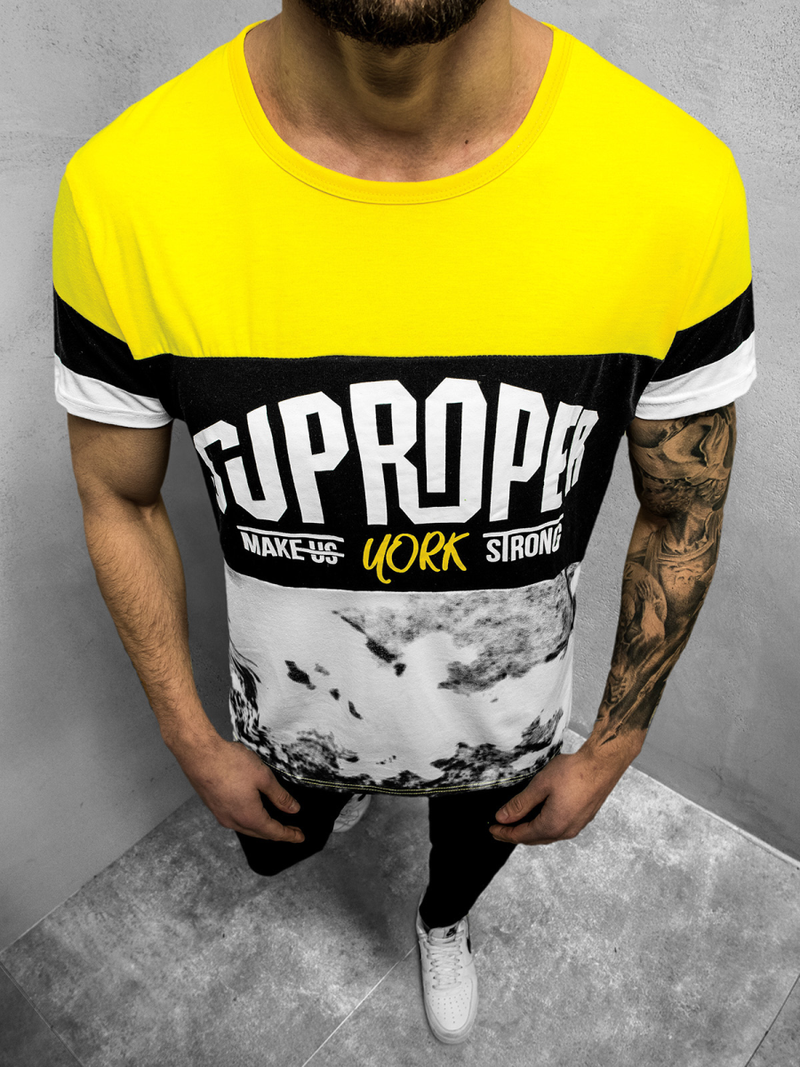 Camiseta de hombre amarillo OZONEE JS/KS1974Z