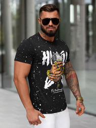 Camiseta de hombre negra OZONEE JS/8B1389/3