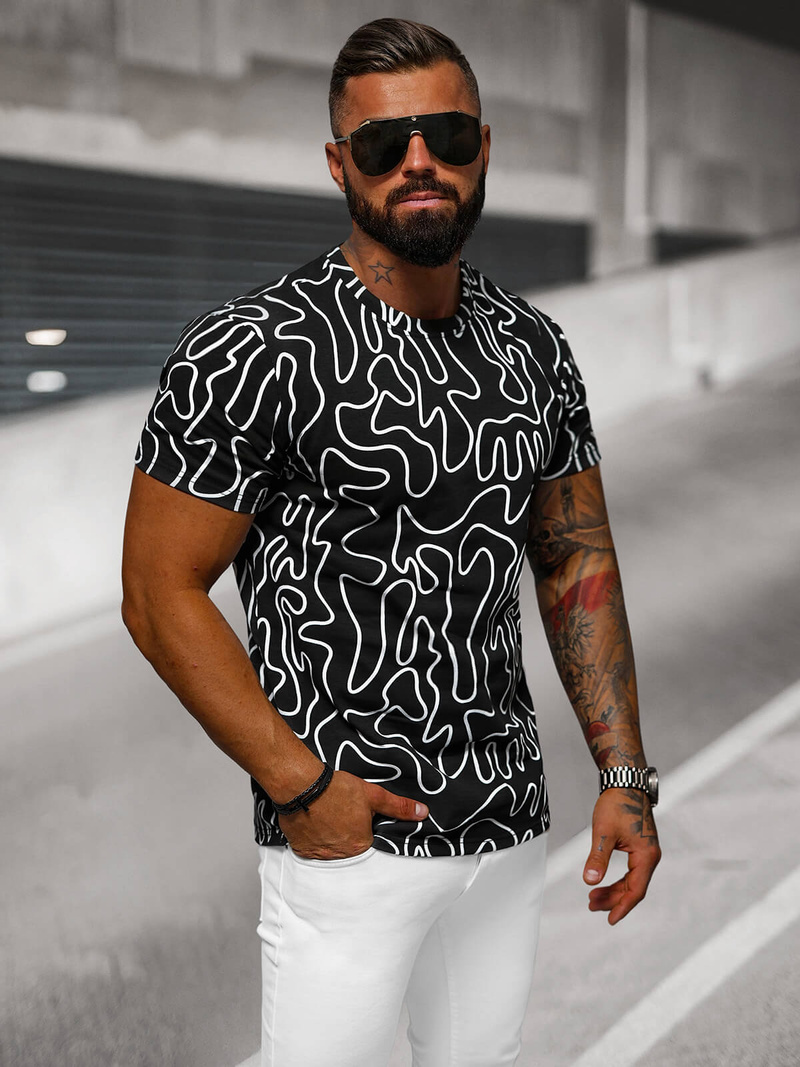 Camiseta de hombre negra OZONEE JS/8T1198/3