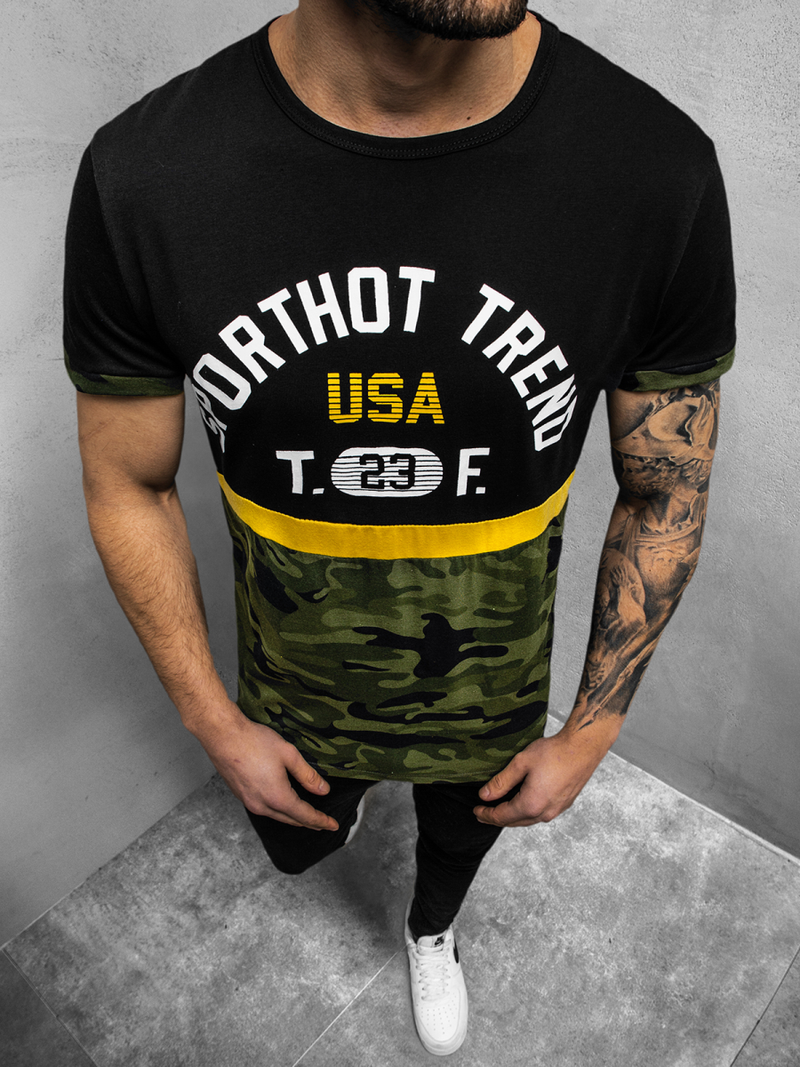 Camiseta de hombre negra OZONEE JS/SS10983Z