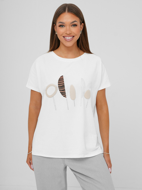 Camiseta de mujer blanco OZONEE JS/95T2566/1
