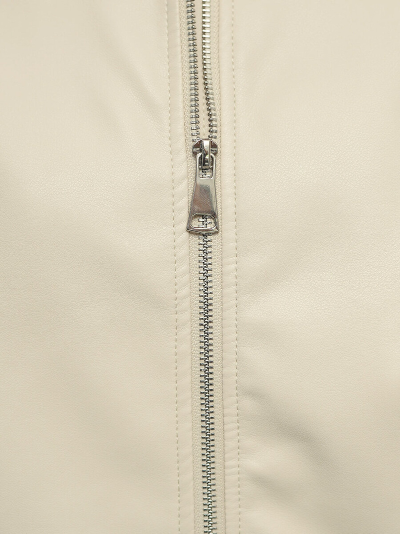 Chaqueta de cuero para mujer beige OZONEE O/G116Z