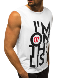 Camiseta sin mangas de hombre blanco OZONEE JS/KS2078