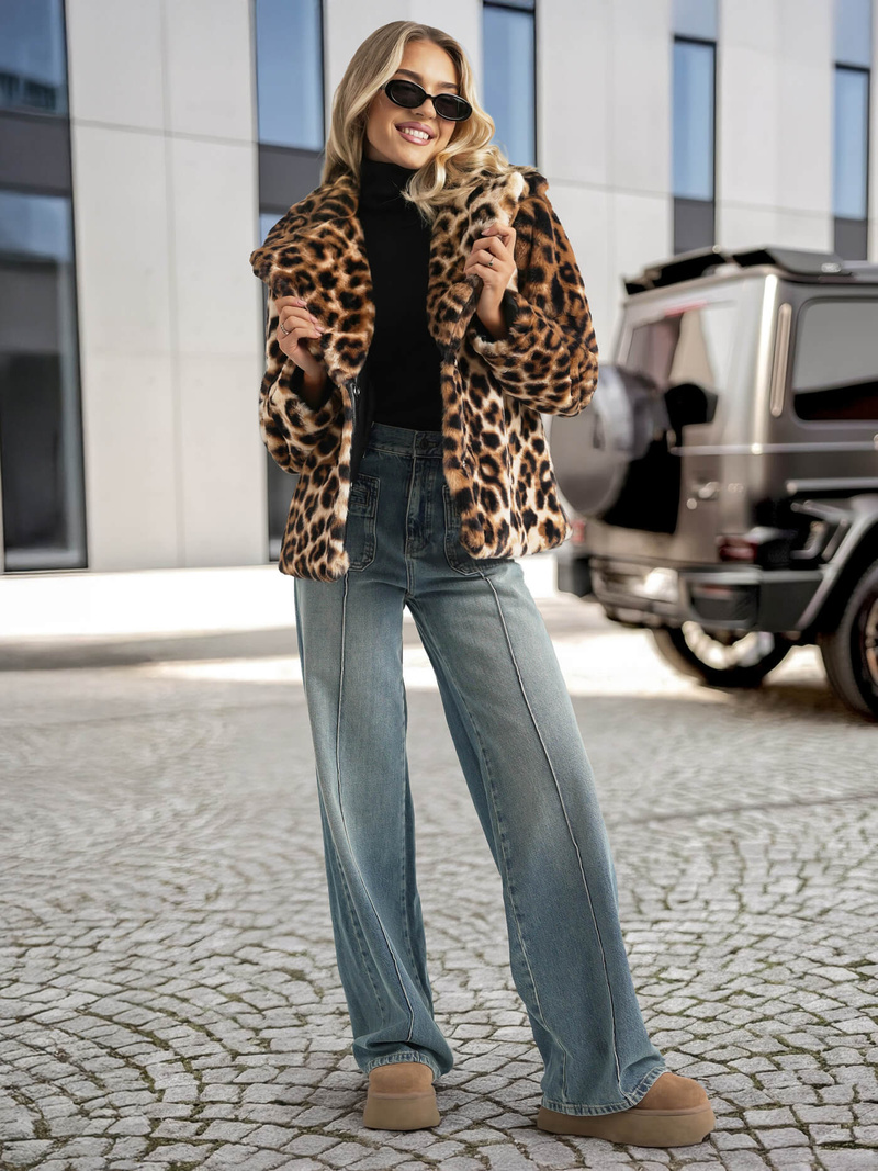 Chaqueta de mujer beige-marrón OZONEE JS/61M8500/158