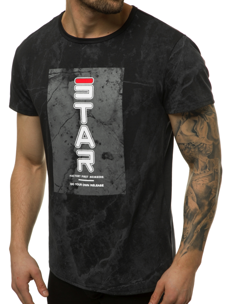 Camiseta de hombre negra OZONEE JS/SS10927