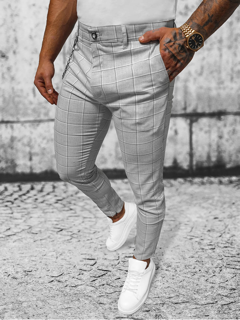 Pantalón chino de hombre gris OZONEE DJ/550172