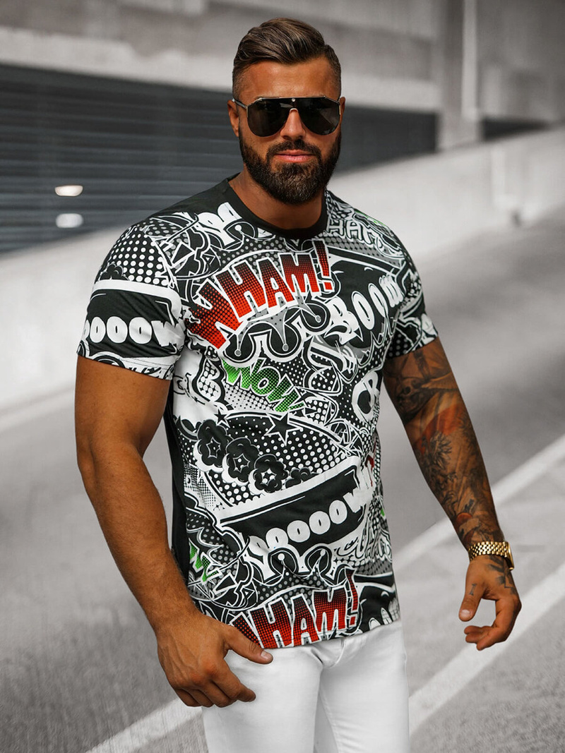 Camiseta de hombre negra OZONEE O/T137/3