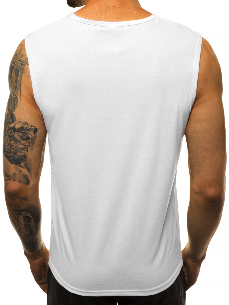 Camiseta sin mangas de hombre blanco OZONEE JS/KS2078