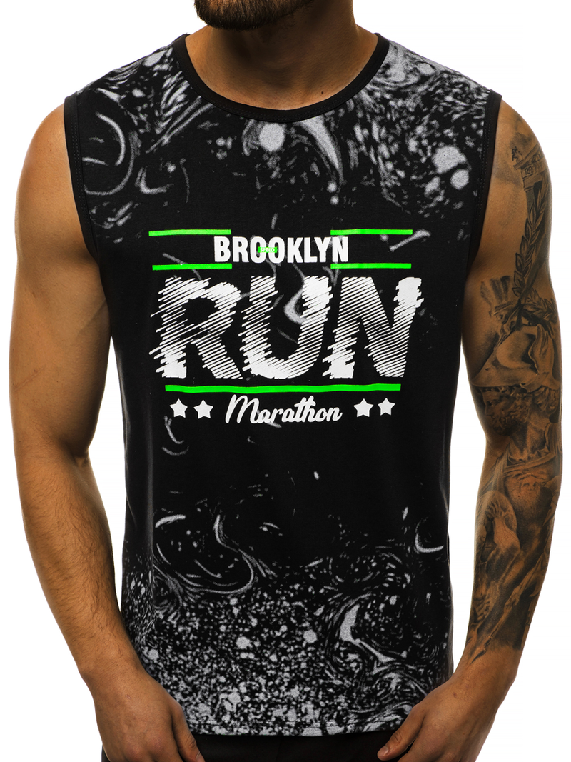 Camiseta sin mangas de hombre negra OZONEE JS/KS2075