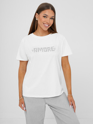 Camiseta de mujer blanco-plata OZONEE JS/YJ77716