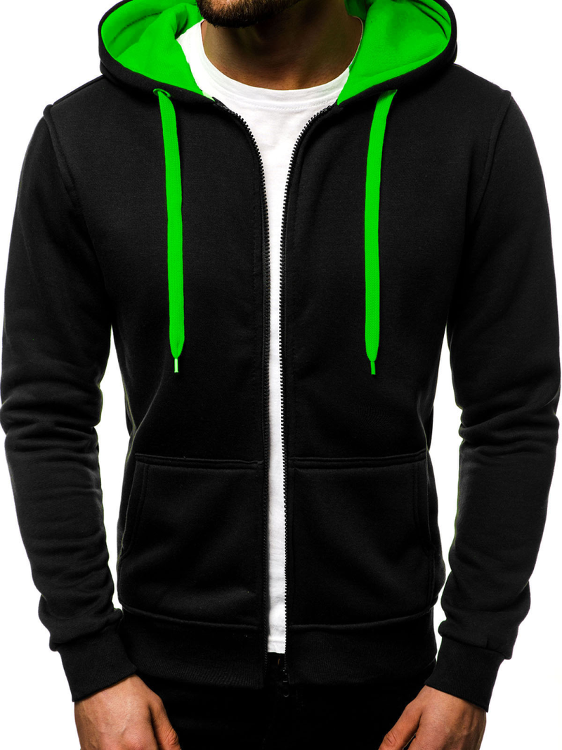 Sudadera de hombre negra-verde OZONEE JS/2013